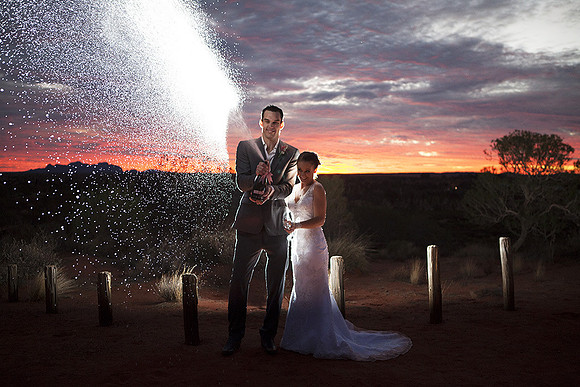Ayers Rock Wedding Champagne Celebration